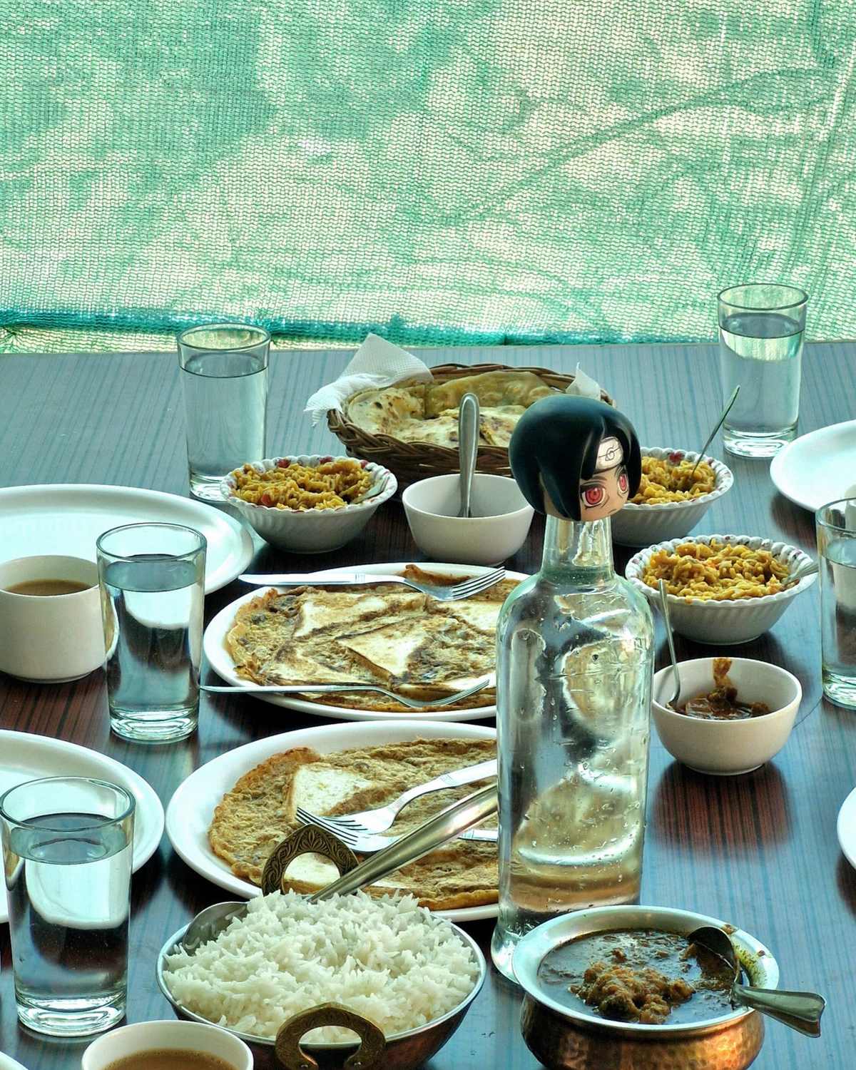 A table of local dishes from our kitchen