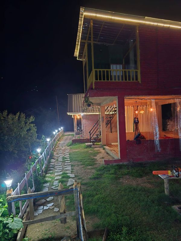 The Glass House after dark
